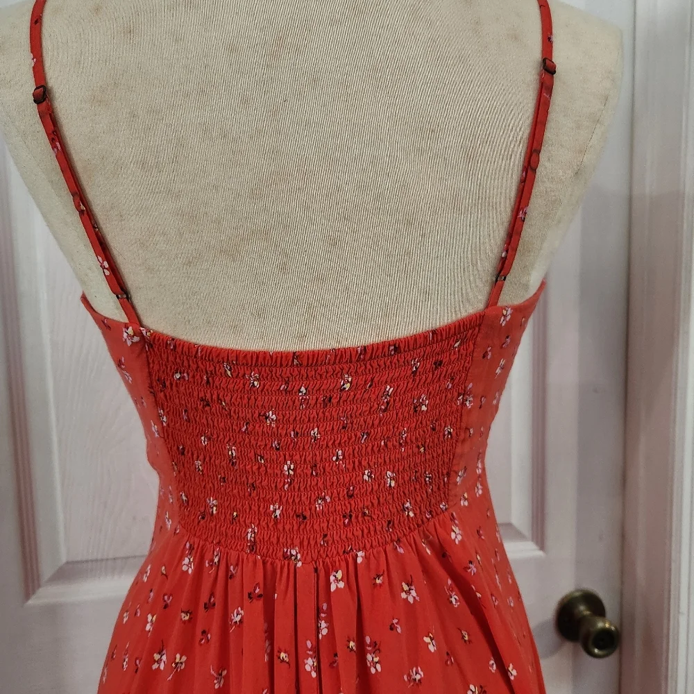 Red Floral Spaghetti Strap Sundress. Gap Medium - Picture 5 of 10